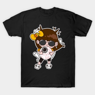 cute kawaii halloween girl find her eyeball T-Shirt